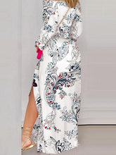 Vestido irregular de manga larga con abertura y estampado